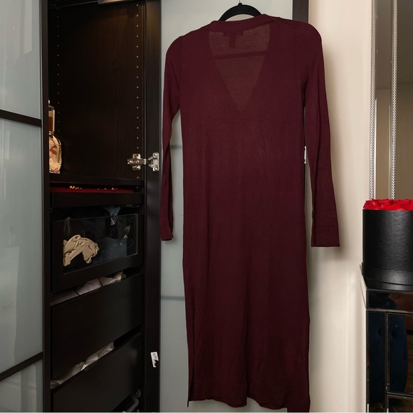 long cardigan in burgundy color - Picture 7 of 10